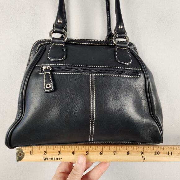 Tignanello Black Y2K Leather Purse Contrast Stitching Zip Around Closure - Picture 14 of 16